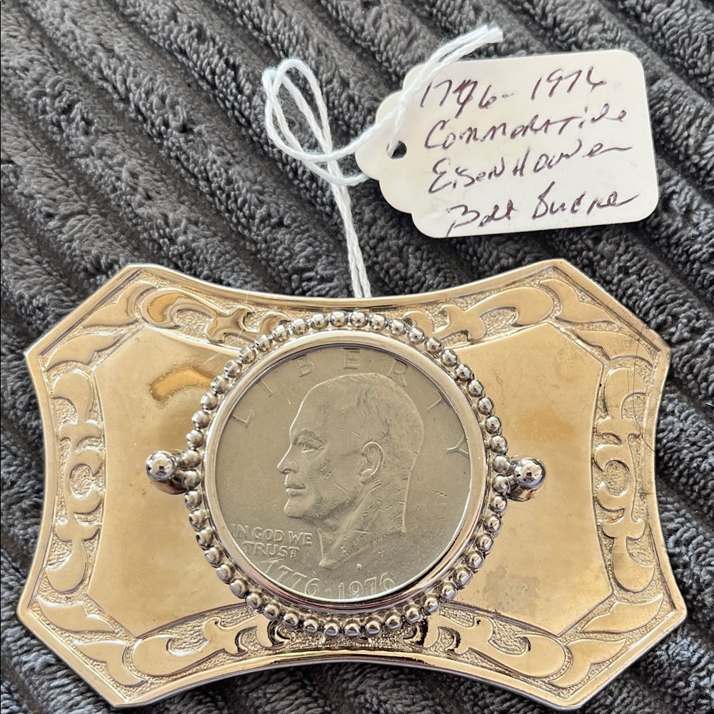 1776-1976 Vintage Silver-Toned Decorative Coin Belt Buckle